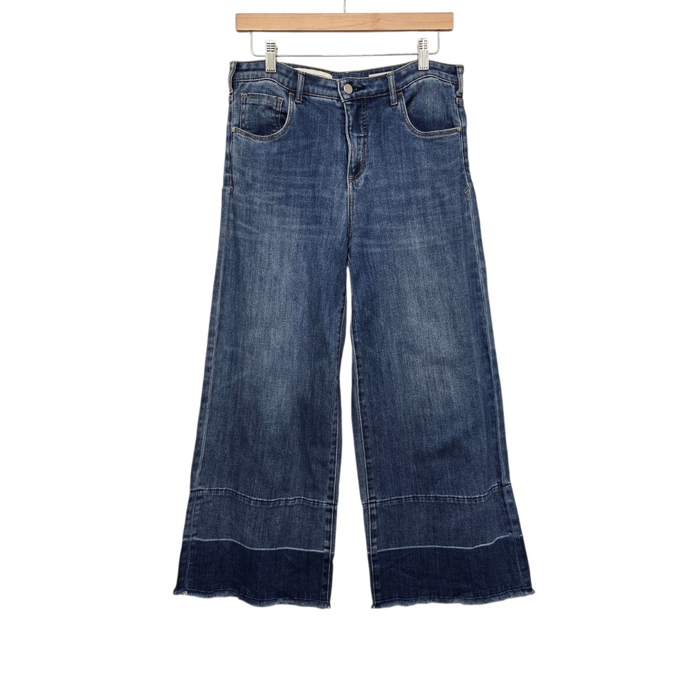 Pilcro Anthropologie‎ Blue Wide Leg Released Hem Jeans Womens Size 29 High Rise